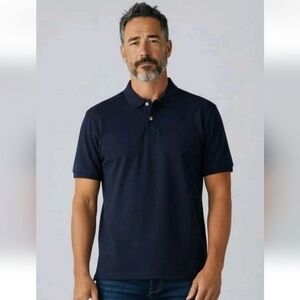NWT! Club Room Men's Polo Navy Cotton Blend Short Sleeve Performance UPF 50+! L